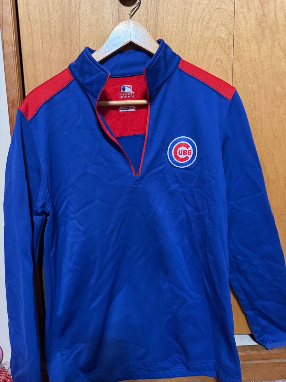 Cubs Genuine Merchandise Blue and Red Men's Quarter-Zip Pullover